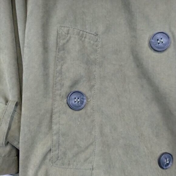 Umgee Womens Utility Jacket Size Small Olive Green Double Breasted Hooded BOHO - Picture 12 of 12